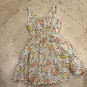 Floral Tiered Sundress with Pink & Yellow Blooms